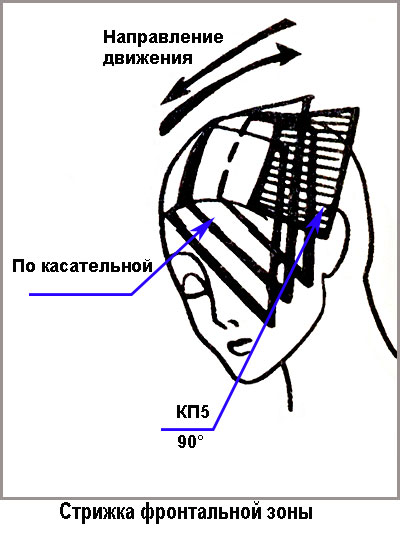 Схема стрижки челки